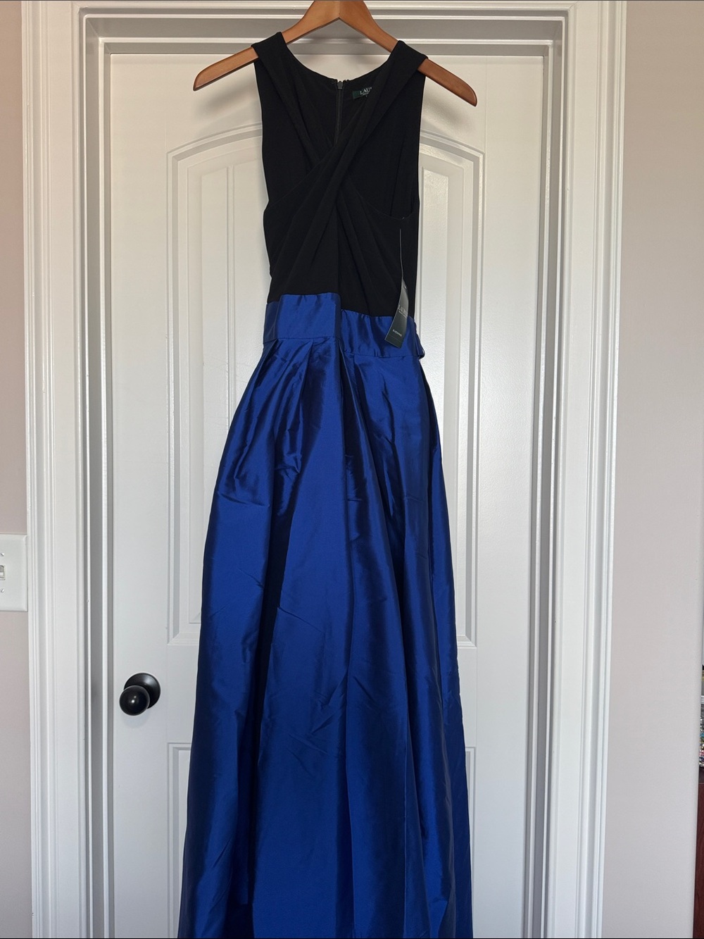 Ralph Lauren Black Bodice with Royal Blue Maxi Formal Dress